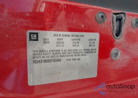 2009 Pontiac G5 z USA, uszkodzony, nr VIN 1G2AS18H397163099